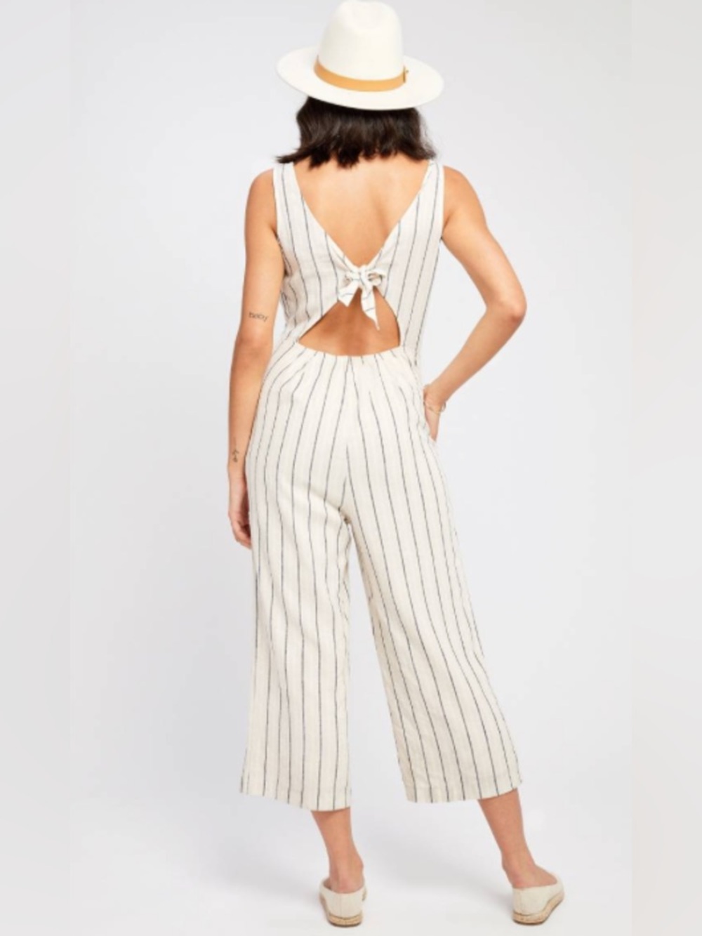 Anthropologie Gentle Fawn Linen Blend Arthur Striped Jumpsuit